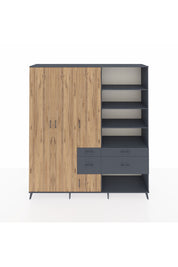 Hyperion Dolap 14 Raflı 4 Çekmeceli 4 Kapaklı 220x44x243 Antrasit-Çam/Antrasit