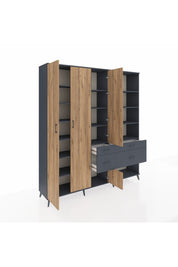 Hyperion Dolap 14 Raflı 4 Çekmeceli 4 Kapaklı 220x44x243 Antrasit-Çam/Antrasit