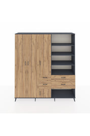 Hyperion Dolap 14 Raflı 4 Çekmeceli 4 Kapaklı 220x44x243 Antrasit-Çam/Çam