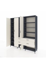 Hyperion Dolap 14 Raflı 4 Çekmeceli 4 Kapaklı 220x44x243 Antrasit-Aytaşı/Aytaşı