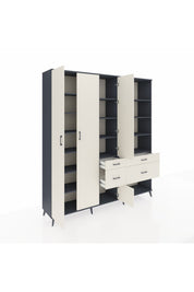 Hyperion Dolap 14 Raflı 4 Çekmeceli 4 Kapaklı 220x44x243 Antrasit-Aytaşı/Aytaşı