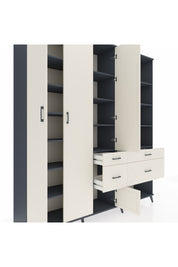 Hyperion Dolap 14 Raflı 4 Çekmeceli 4 Kapaklı 220x44x243 Antrasit-Aytaşı/Aytaşı