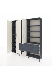 Hyperion Dolap 14 Raflı 4 Çekmeceli 4 Kapaklı 220x44x243 Antrasit-Aytaşı/Antrasit