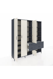 Hyperion Dolap 14 Raflı 4 Çekmeceli 4 Kapaklı 220x44x243 Antrasit-Aytaşı/Antrasit