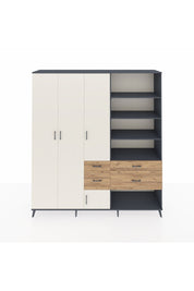 Hyperion Dolap 14 Raflı 4 Çekmeceli 4 Kapaklı 220x44x243 Antrasit-Aytaşı/Çam