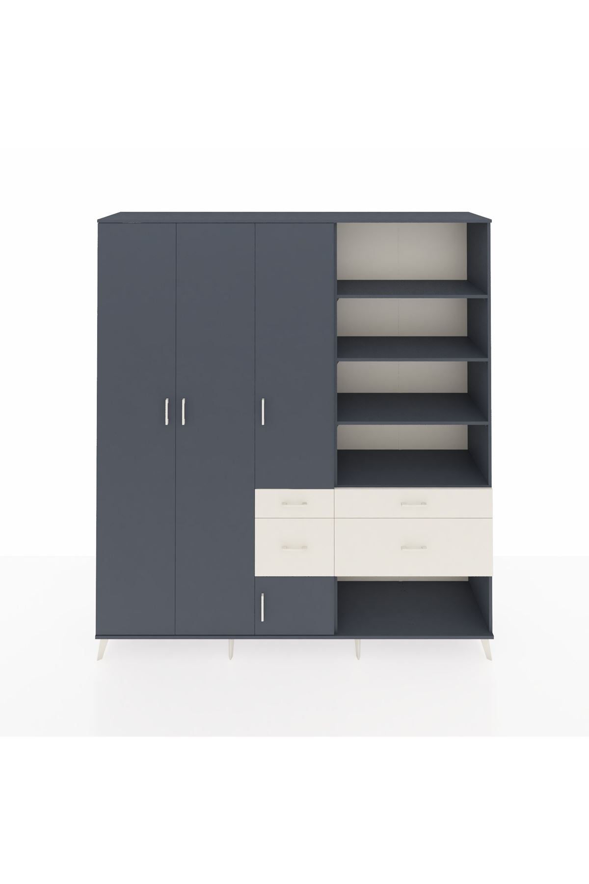 Hyperion Dolap 14 Raflı 4 Çekmeceli 4 Kapaklı 220x44x243 Antrasit-Antrasit/Aytaşı