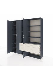 Hyperion Dolap 14 Raflı 4 Çekmeceli 4 Kapaklı 220x44x243 Antrasit-Antrasit/Aytaşı
