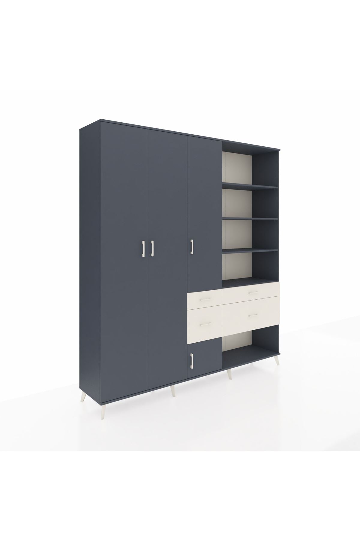 Hyperion Dolap 14 Raflı 4 Çekmeceli 4 Kapaklı 220x44x243 Antrasit-Antrasit/Aytaşı