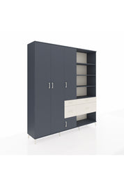 Hyperion Dolap 14 Raflı 4 Çekmeceli 4 Kapaklı 220x44x243 Antrasit-Antrasit/Aytaşı
