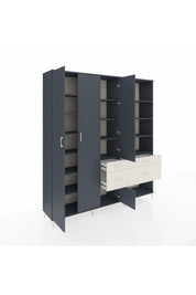 Hyperion Dolap 14 Raflı 4 Çekmeceli 4 Kapaklı 220x44x243 Antrasit-Antrasit/Aytaşı