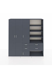 Hyperion Dolap 14 Raflı 4 Çekmeceli 4 Kapaklı 220x44x243 Antrasit-Antrasit/Antrasit