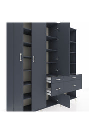 Hyperion Dolap 14 Raflı 4 Çekmeceli 4 Kapaklı 220x44x243 Antrasit-Antrasit/Antrasit