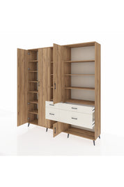 Hyperion Dolap 14 Raflı 4 Çekmeceli 4 Kapaklı 220x44x243 Çam-Çam/Aytaşı