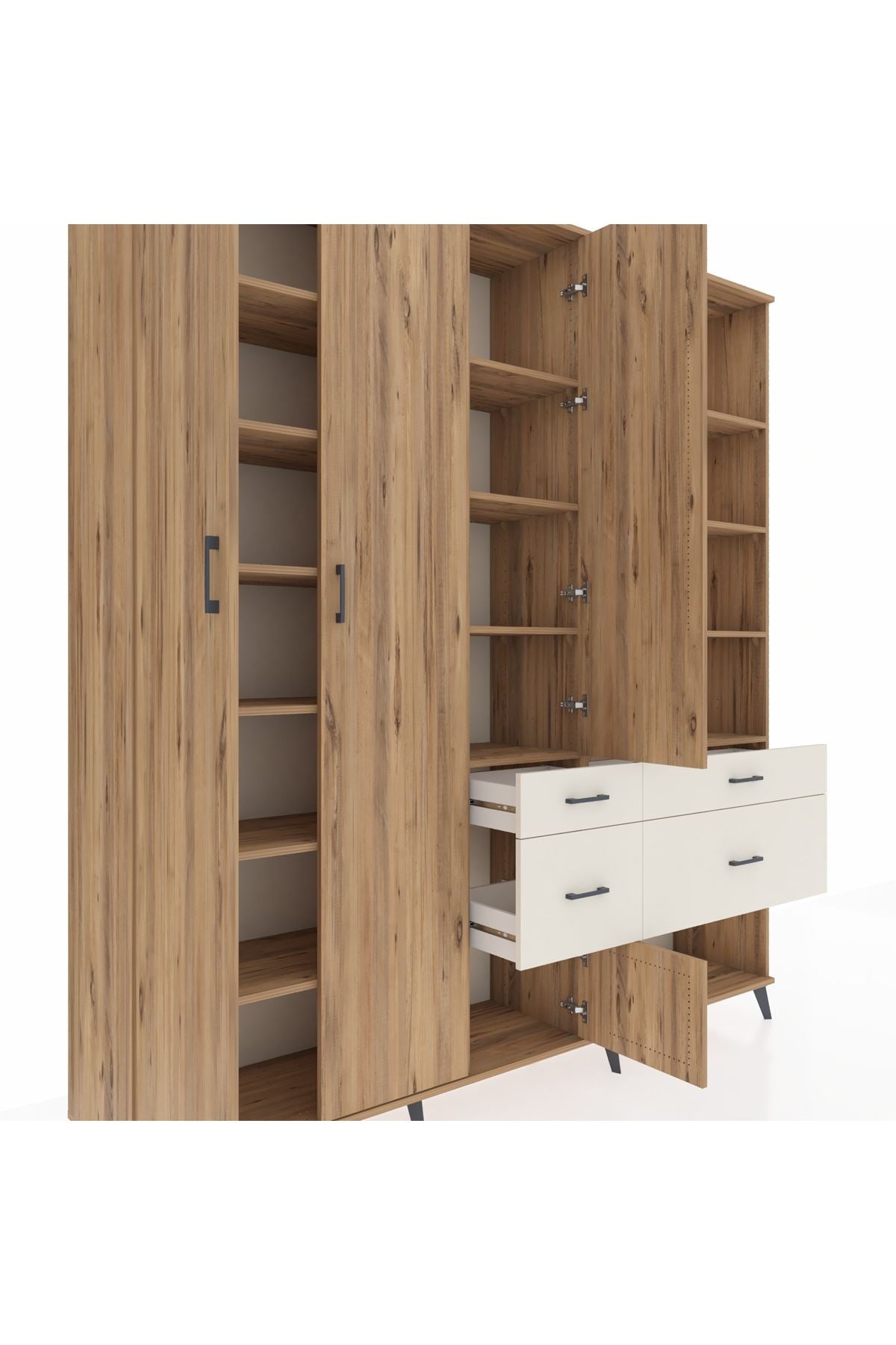 Hyperion Dolap 14 Raflı 4 Çekmeceli 4 Kapaklı 220x44x243 Çam-Çam/Aytaşı