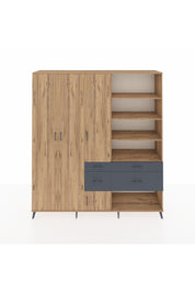 Hyperion Dolap 14 Raflı 4 Çekmeceli 4 Kapaklı 220x44x243 Çam-Çam/Antrasit