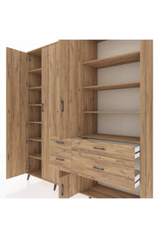 Hyperion Dolap 14 Raflı 4 Çekmeceli 4 Kapaklı 220x44x243 Çam-Çam/Çam