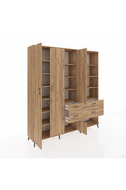 Hyperion Dolap 14 Raflı 4 Çekmeceli 4 Kapaklı 220x44x243 Çam-Çam/Çam