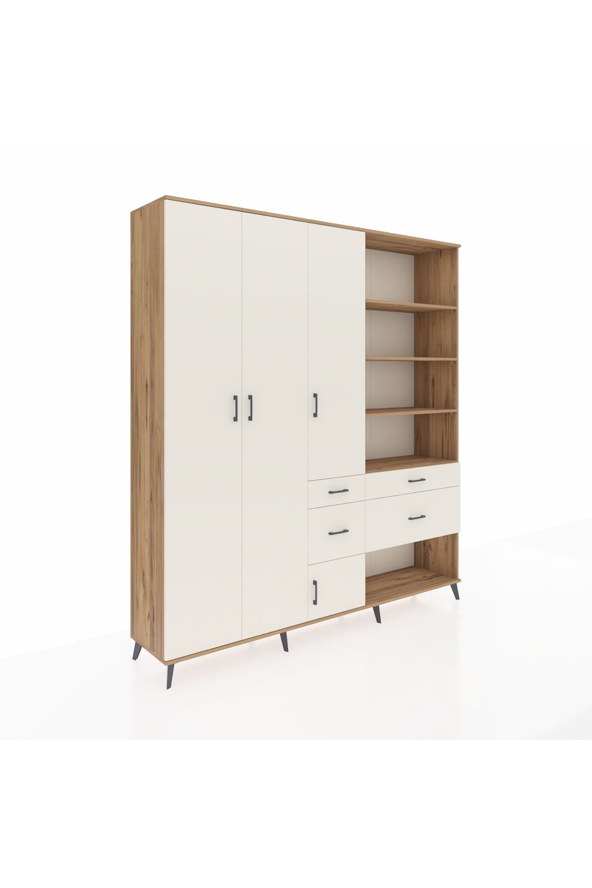 Hyperion Dolap 14 Raflı 4 Çekmeceli 4 Kapaklı 220x44x243 Çam-Aytaşı/Aytaşı