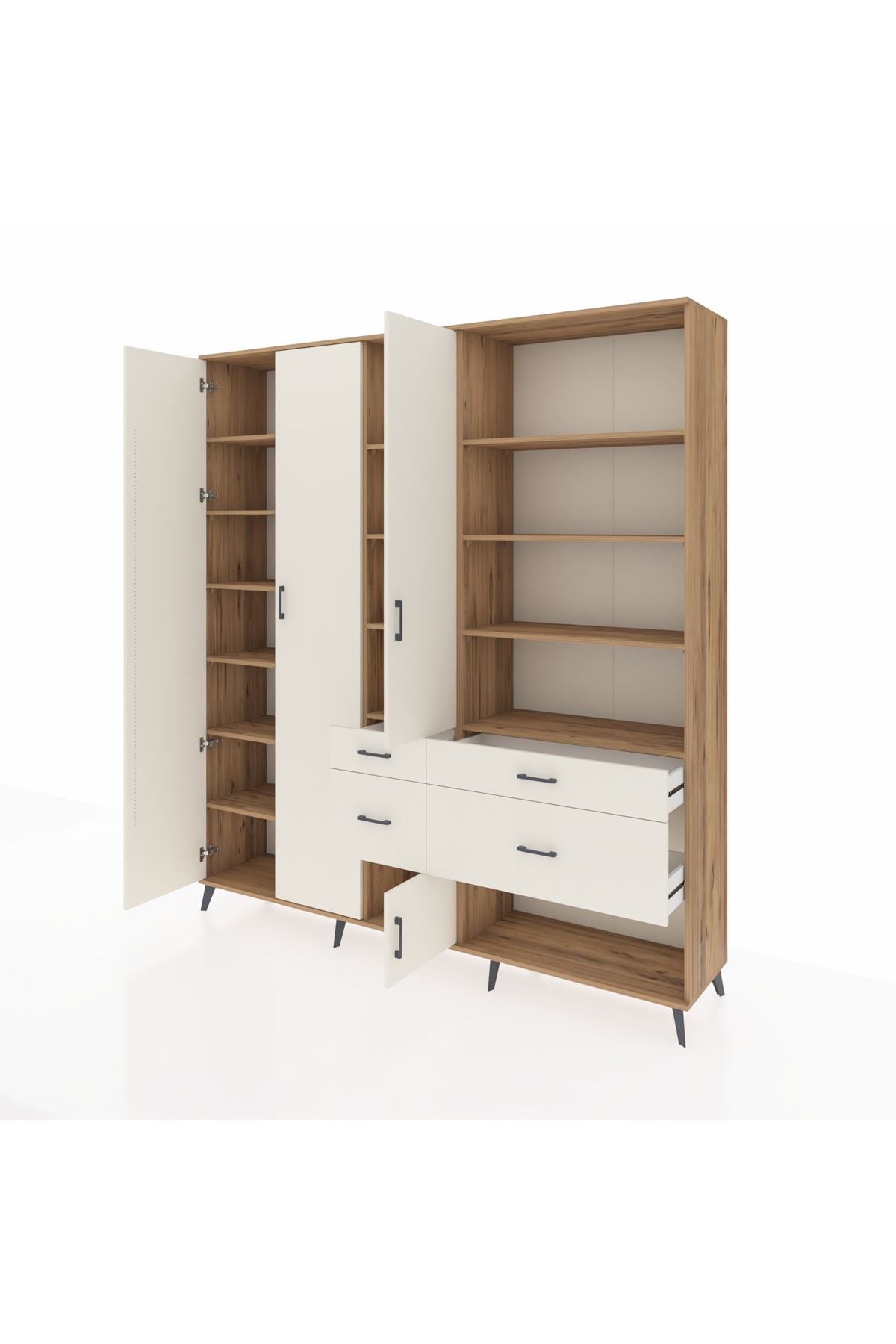 Hyperion Dolap 14 Raflı 4 Çekmeceli 4 Kapaklı 220x44x243 Çam-Aytaşı/Aytaşı