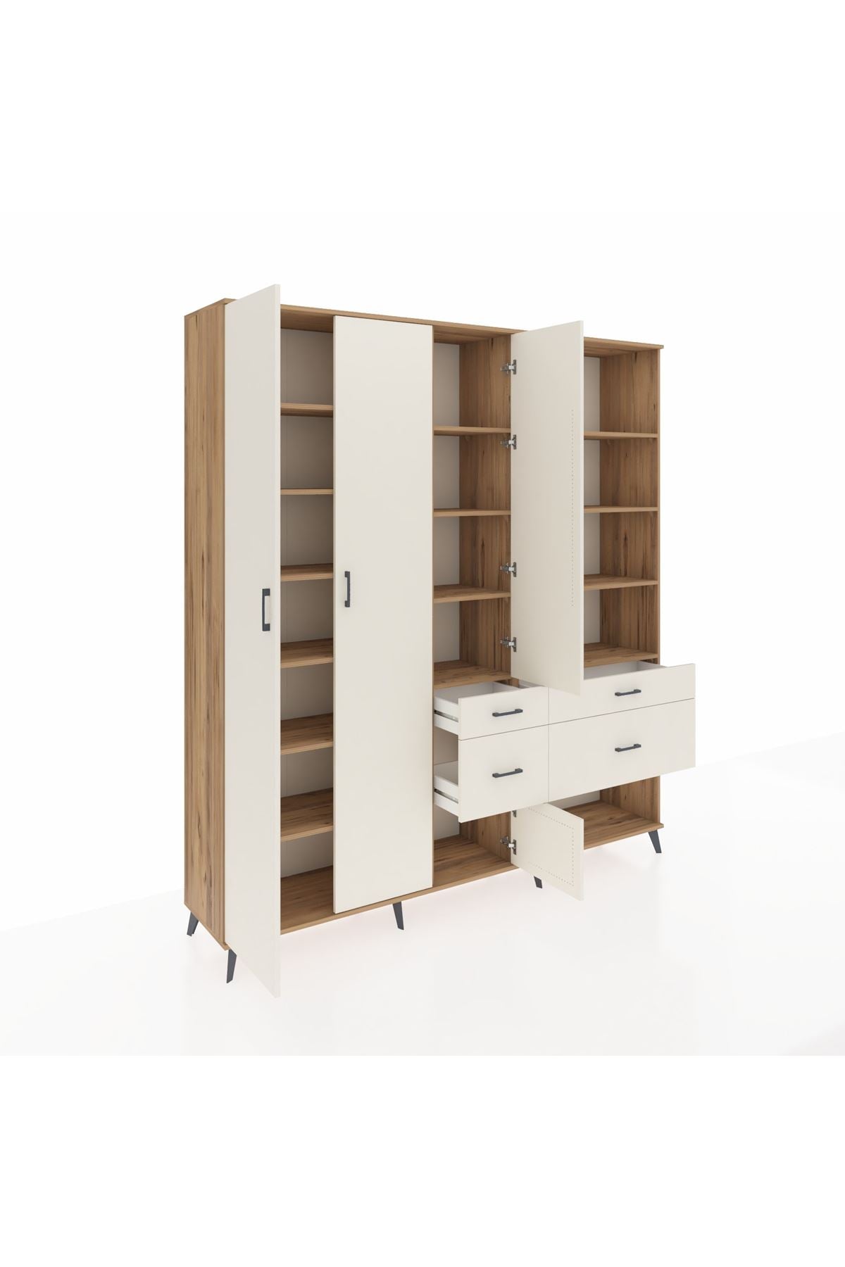 Hyperion Dolap 14 Raflı 4 Çekmeceli 4 Kapaklı 220x44x243 Çam-Aytaşı/Aytaşı