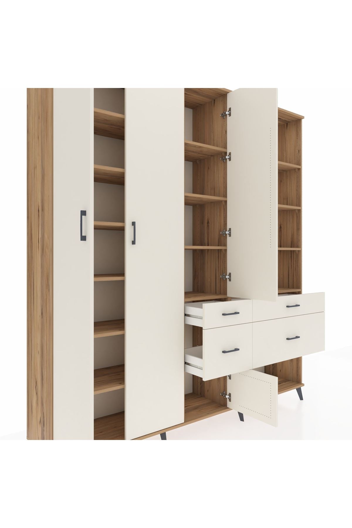 Hyperion Dolap 14 Raflı 4 Çekmeceli 4 Kapaklı 220x44x243 Çam-Aytaşı/Aytaşı