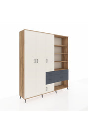 Hyperion Dolap 14 Raflı 4 Çekmeceli 4 Kapaklı 220x44x243 Çam-Aytaşı/Antrasit