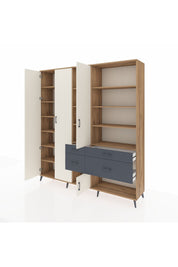 Hyperion Dolap 14 Raflı 4 Çekmeceli 4 Kapaklı 220x44x243 Çam-Aytaşı/Antrasit