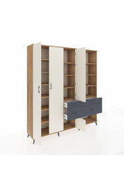 Hyperion Dolap 14 Raflı 4 Çekmeceli 4 Kapaklı 220x44x243 Çam-Aytaşı/Antrasit