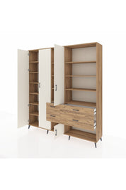 Hyperion Dolap 14 Raflı 4 Çekmeceli 4 Kapaklı 220x44x243 Çam-Aytaşı/Çam