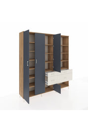 Hyperion Dolap 14 Raflı 4 Çekmeceli 4 Kapaklı 220x44x243 Çam-Antrasit/Aytaşı