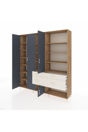 Hyperion Dolap 14 Raflı 4 Çekmeceli 4 Kapaklı 220x44x243 Çam-Antrasit/Aytaşı