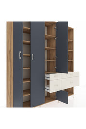 Hyperion Dolap 14 Raflı 4 Çekmeceli 4 Kapaklı 220x44x243 Çam-Antrasit/Aytaşı