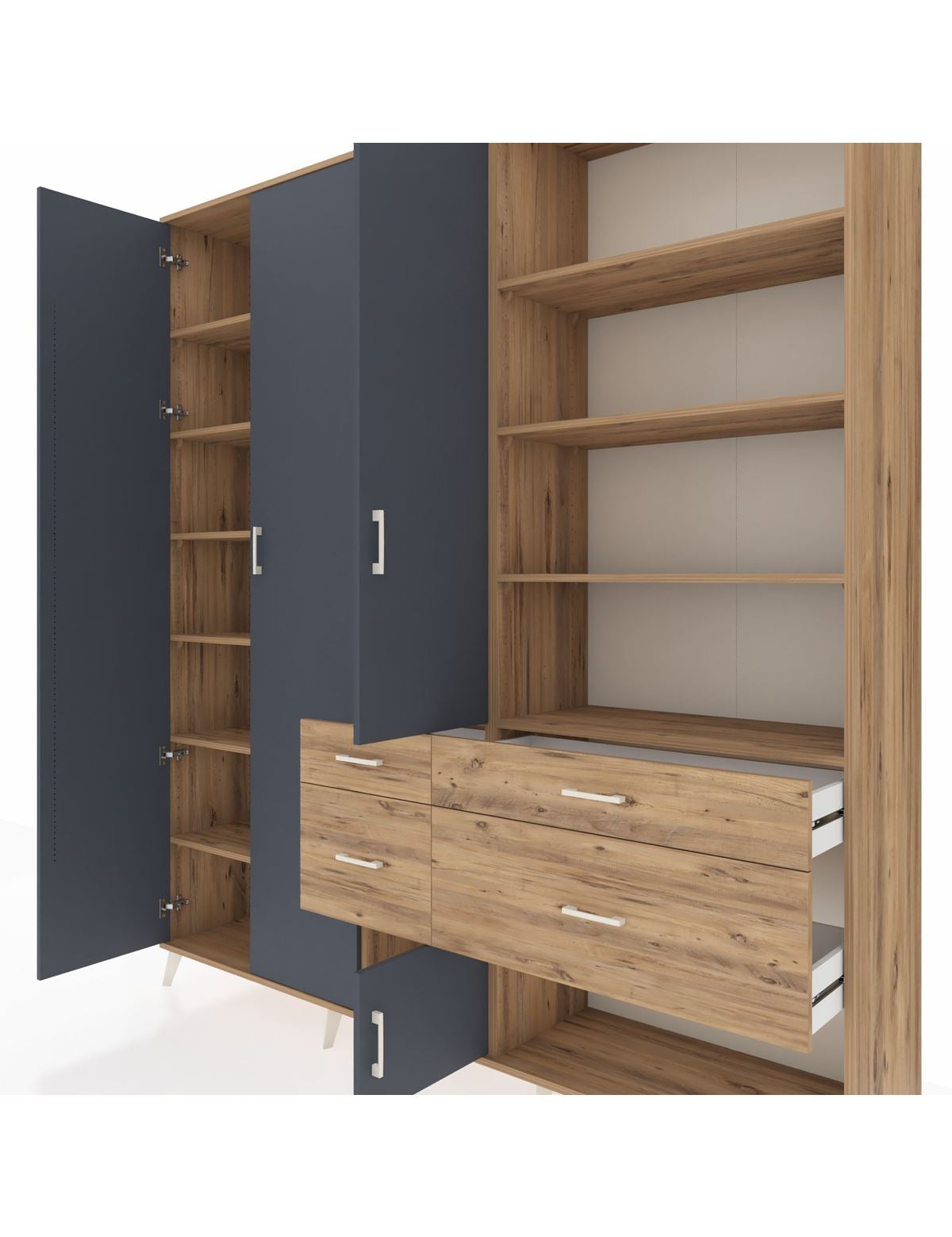 Hyperion Dolap 14 Raflı 4 Çekmeceli 4 Kapaklı 220x44x243 - S553M068V27B