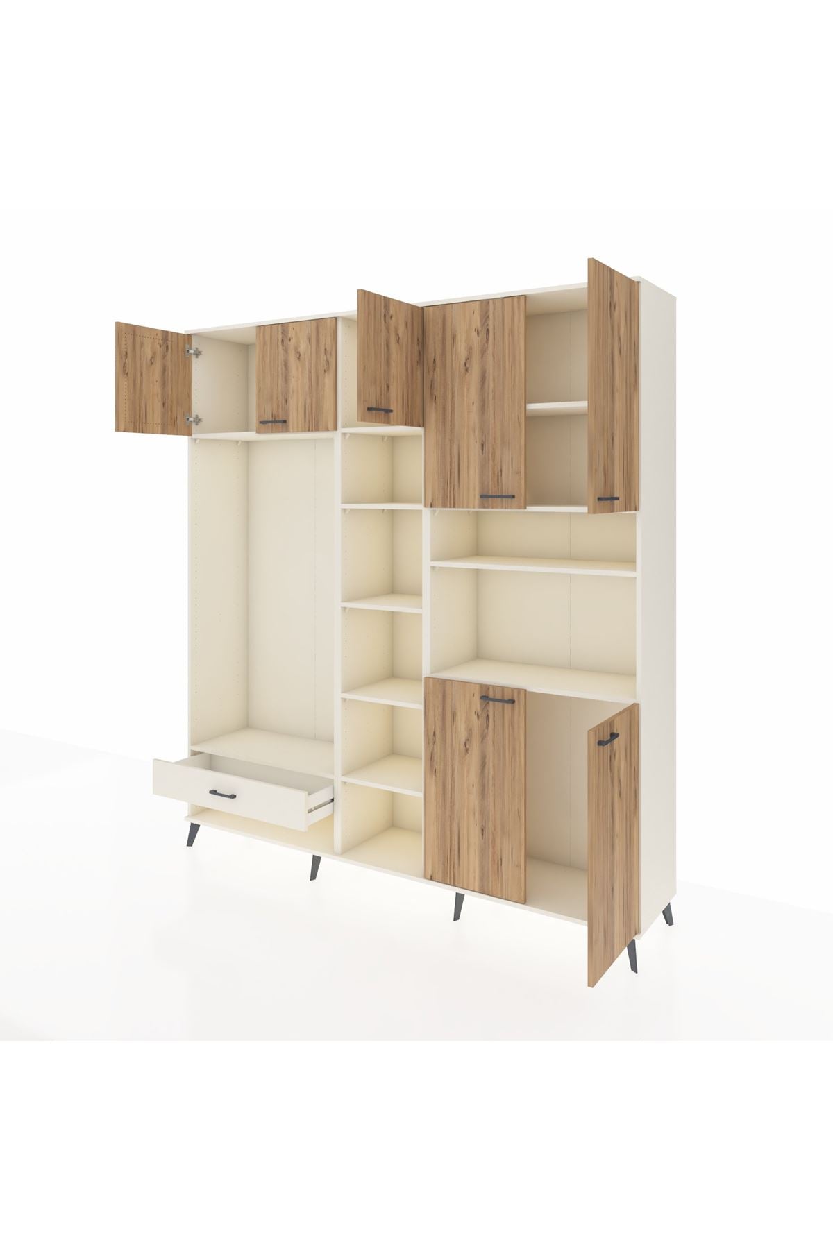 Hyperion Dolap 11 Raflı Tek Çekmeceli 7 Kapaklı 220x44x243 - S553M069V01B