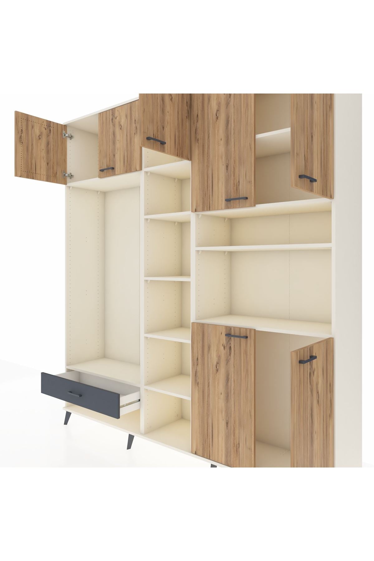 Hyperion Dolap 11 Raflı Tek Çekmeceli 7 Kapaklı 220x44x243 - S553M069V02B