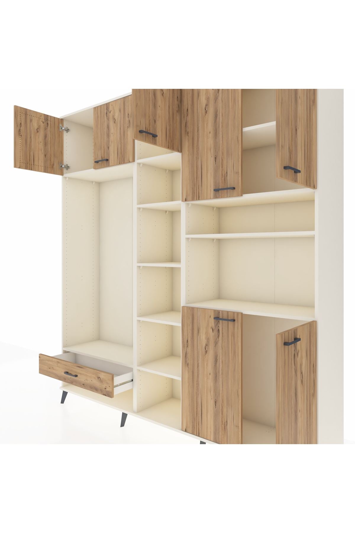 Hyperion Dolap 11 Raflı Tek Çekmeceli 7 Kapaklı 220x44x243 - S553M069V03B