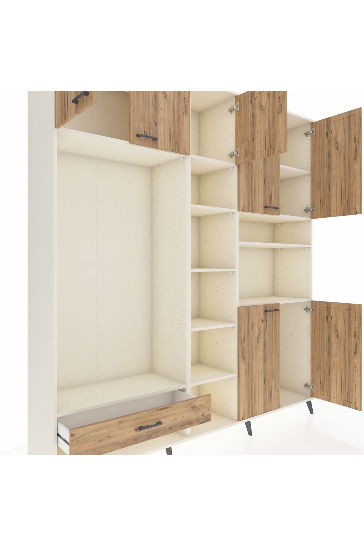 Hyperion Dolap 11 Raflı Tek Çekmeceli 7 Kapaklı 220x44x243 - S553M069V03B