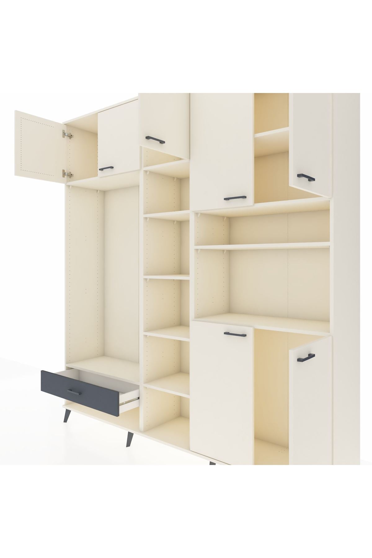 Hyperion Dolap 11 Raflı Tek Çekmeceli 7 Kapaklı 220x44x243 - S553M069V05B