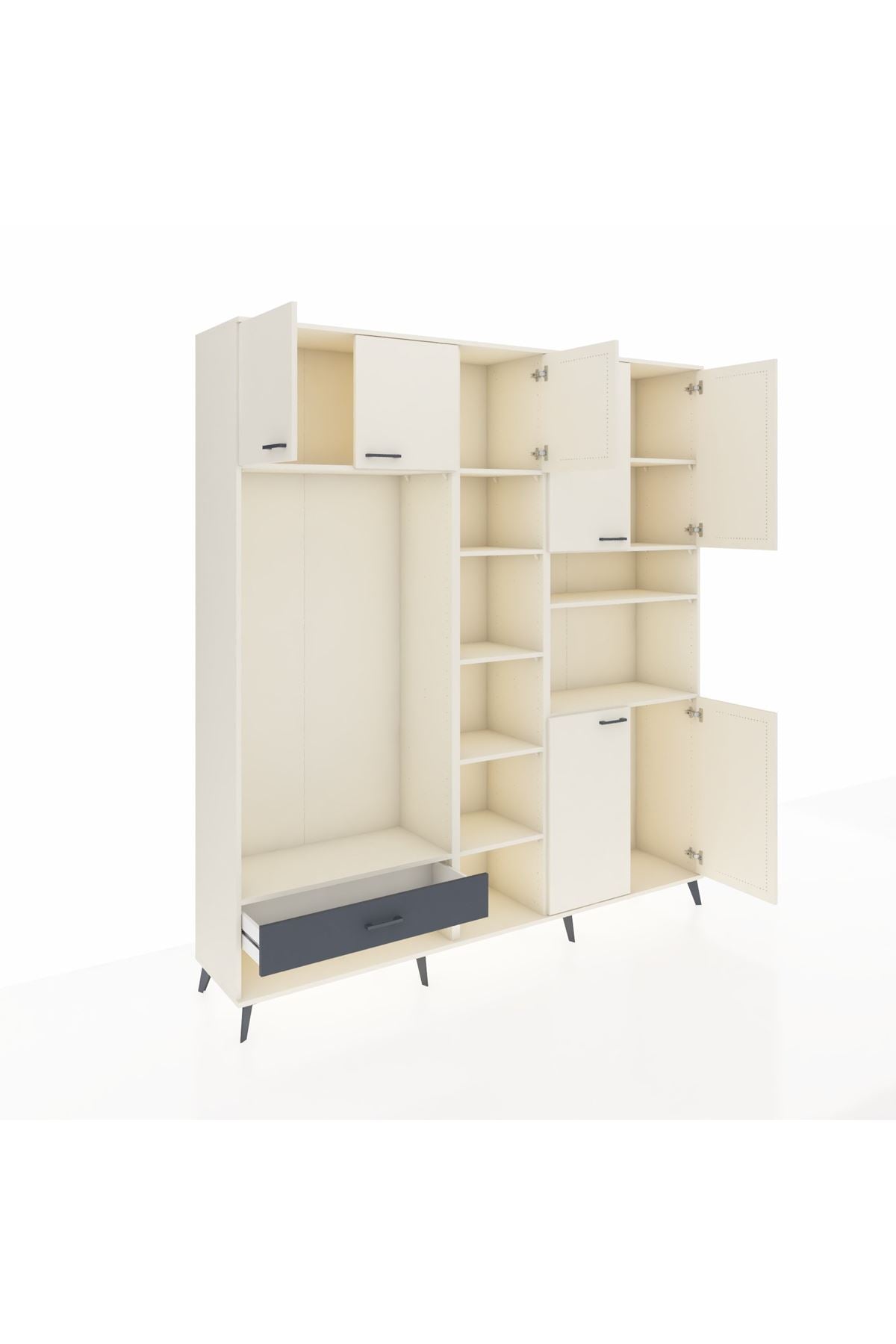 Hyperion Dolap 11 Raflı Tek Çekmeceli 7 Kapaklı 220x44x243 - S553M069V05B