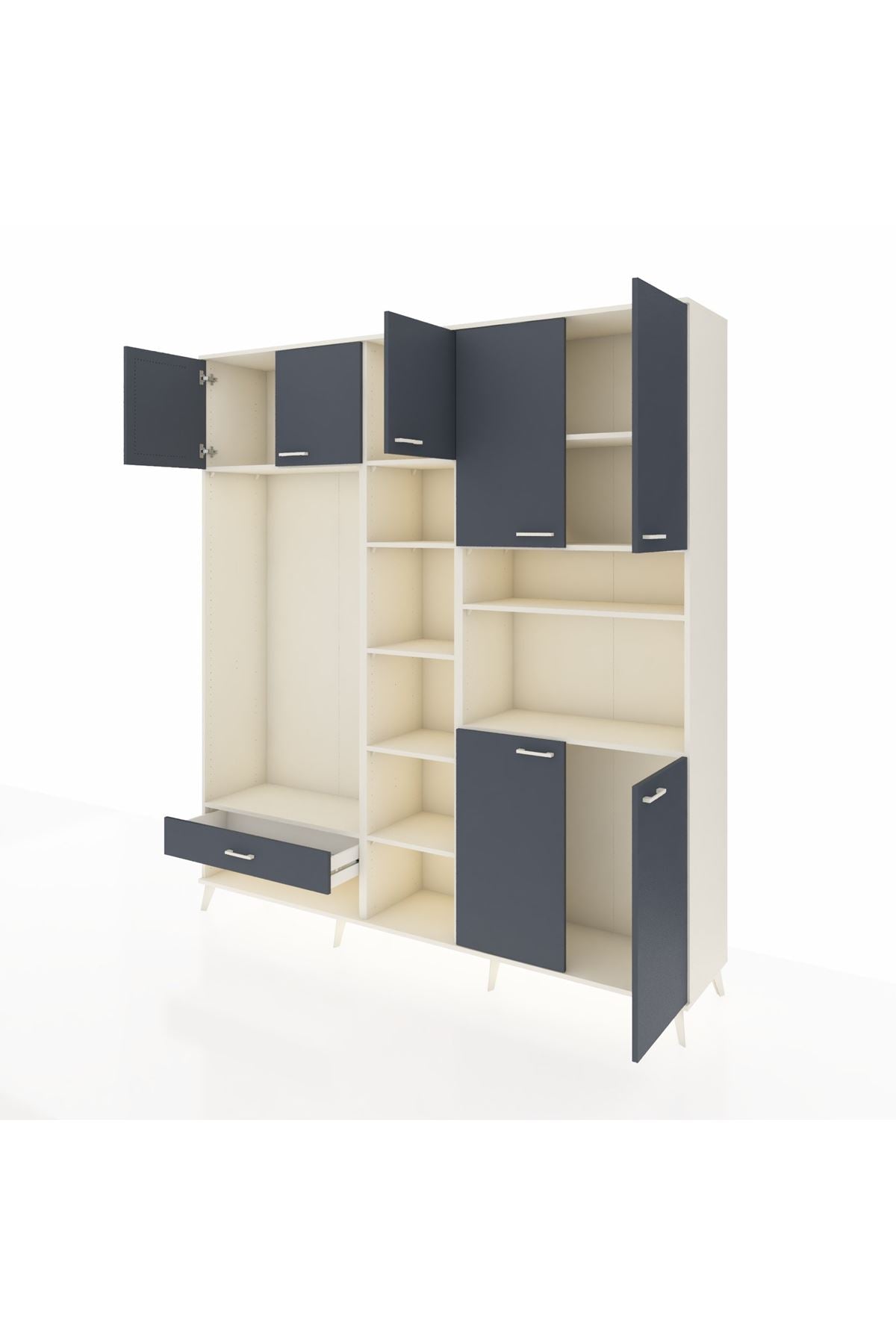 Hyperion Dolap 11 Raflı Tek Çekmeceli 7 Kapaklı 220x44x243 - S553M069V08B