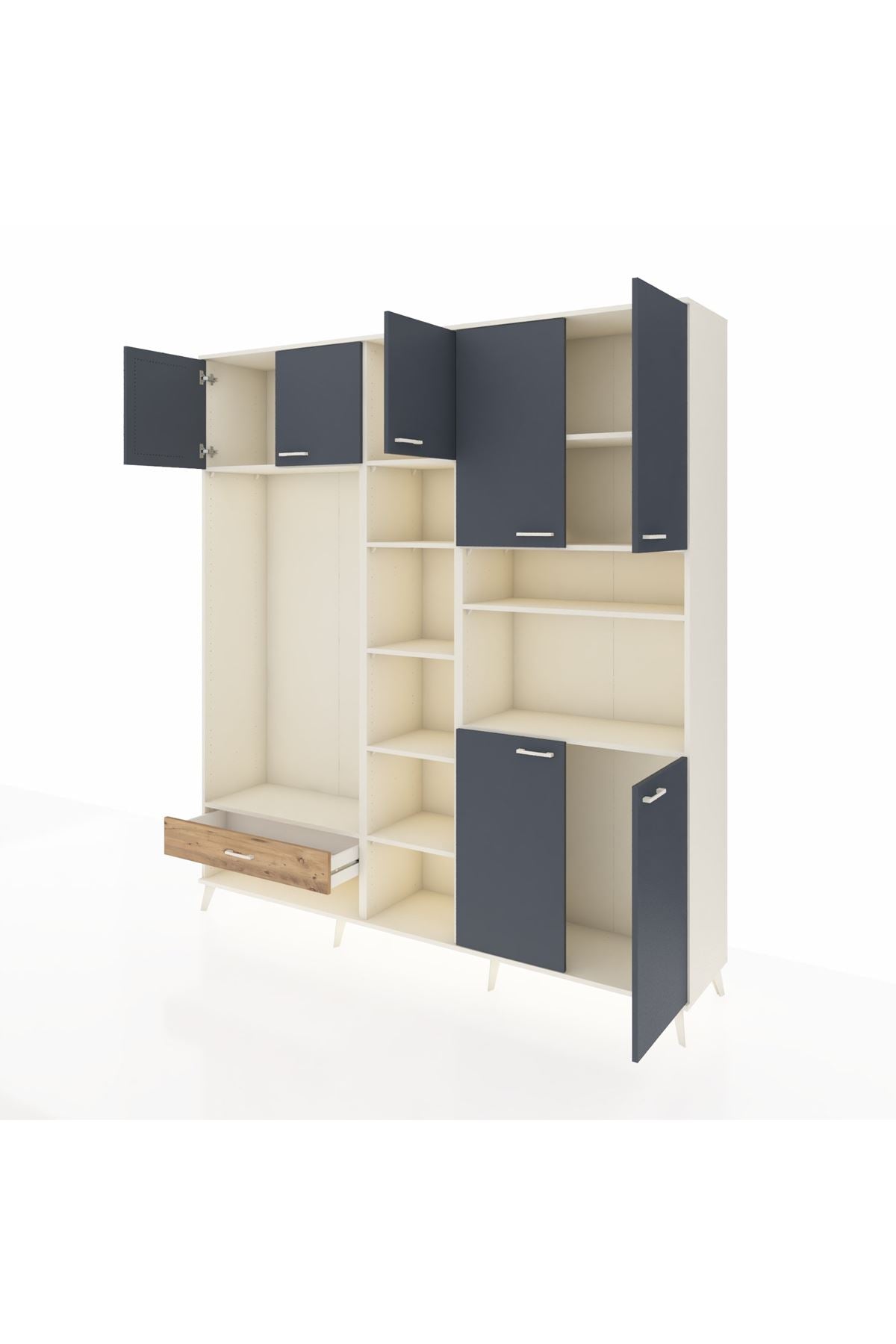 Hyperion Dolap 11 Raflı Tek Çekmeceli 7 Kapaklı 220x44x243 - S553M069V09B