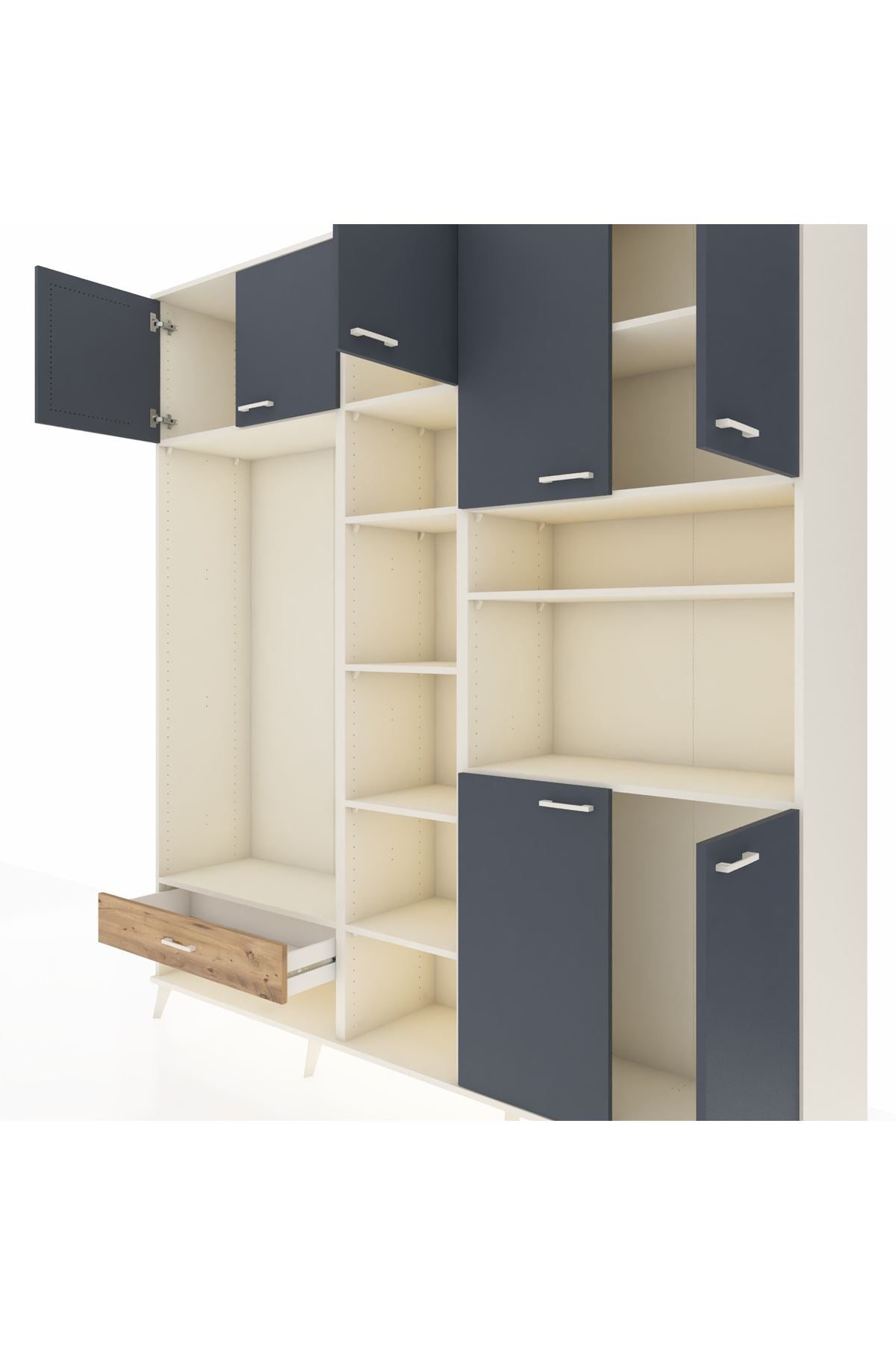 Hyperion Dolap 11 Raflı Tek Çekmeceli 7 Kapaklı 220x44x243 - S553M069V09B