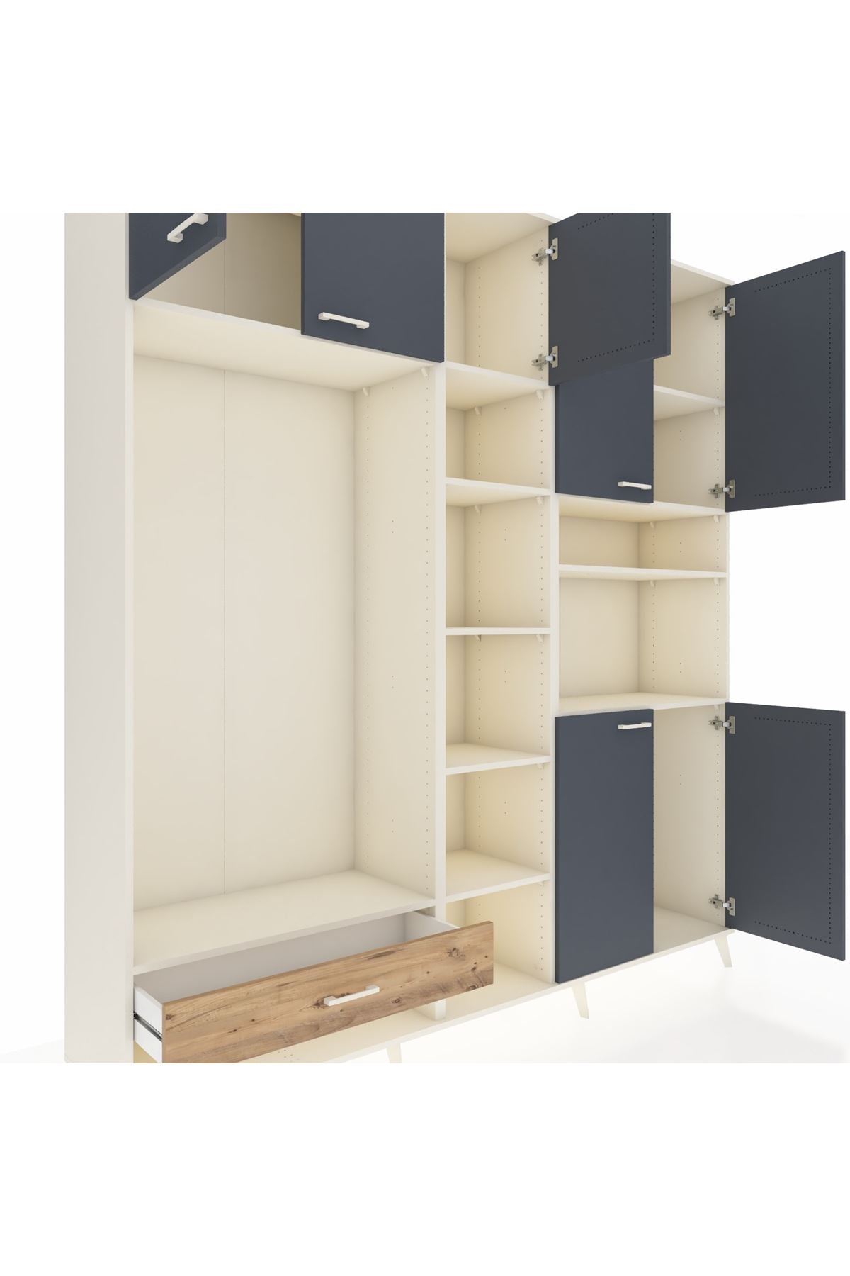 Hyperion Dolap 11 Raflı Tek Çekmeceli 7 Kapaklı 220x44x243 - S553M069V09B