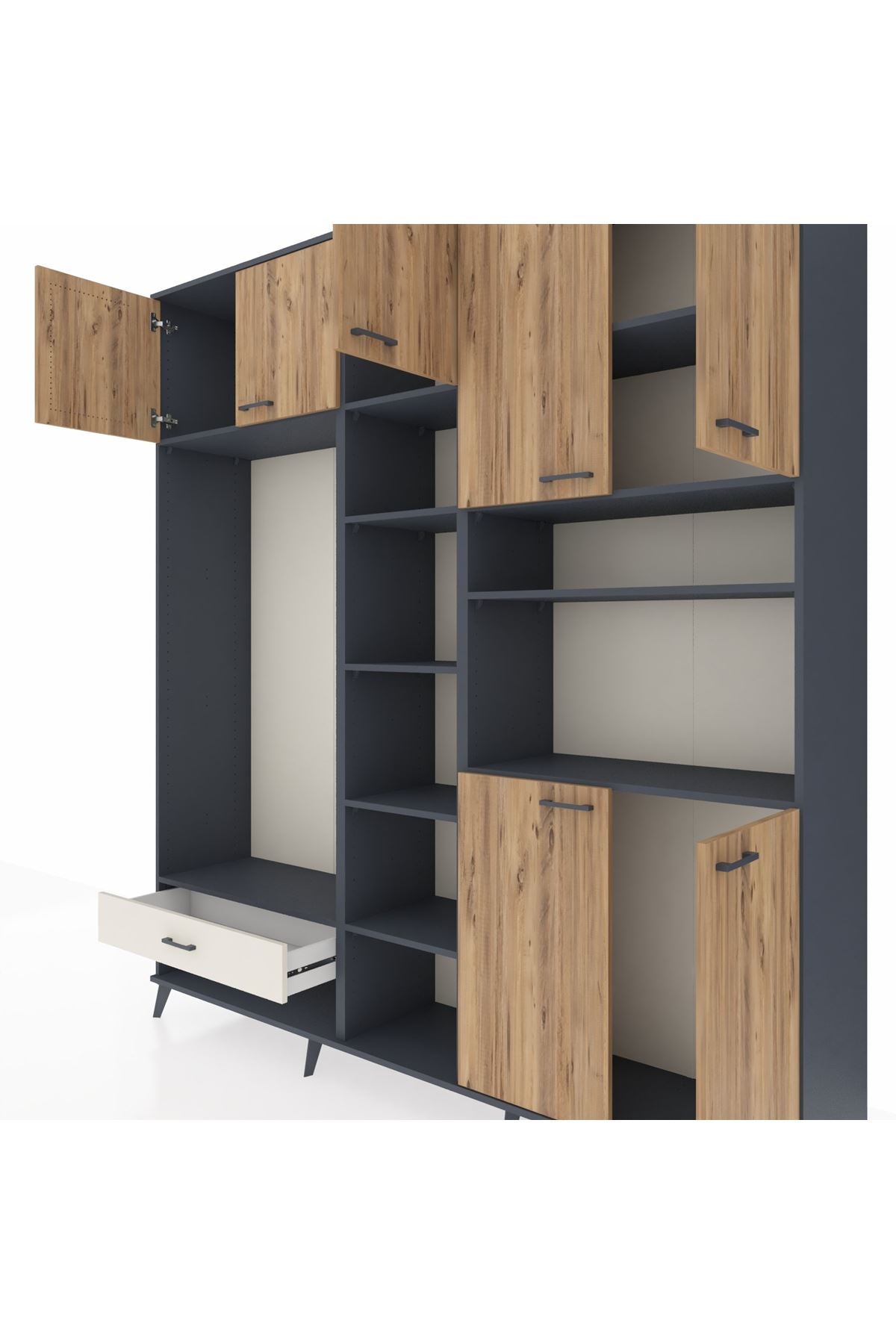 Hyperion Dolap 11 Raflı Tek Çekmeceli 7 Kapaklı 220x44x243 - S553M069V10B