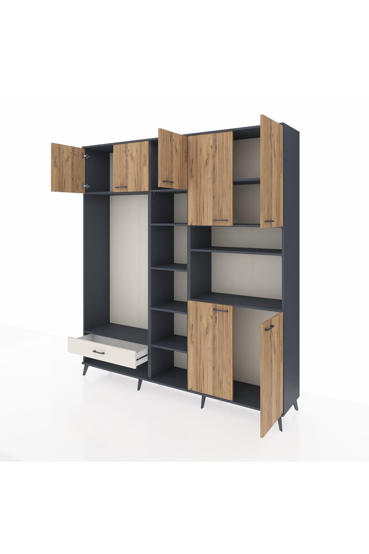 Hyperion Dolap 11 Raflı Tek Çekmeceli 7 Kapaklı 220x44x243 - S553M069V10B