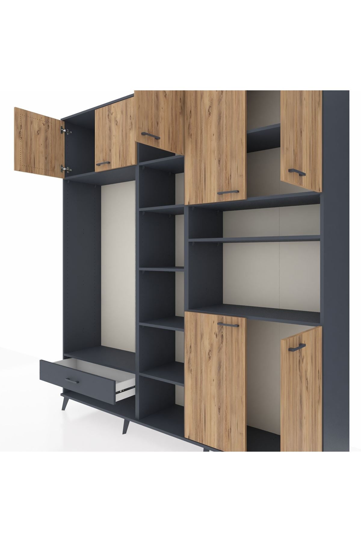 Hyperion Dolap 11 Raflı Tek Çekmeceli 7 Kapaklı 220x44x243 - S553M069V11B