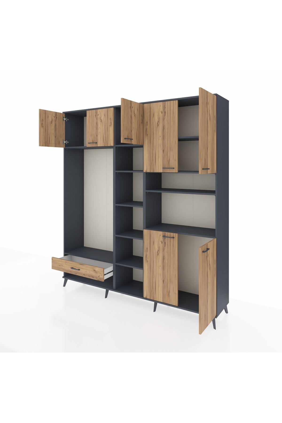 Hyperion Dolap 11 Raflı Tek Çekmeceli 7 Kapaklı 220x44x243 - S553M069V12B