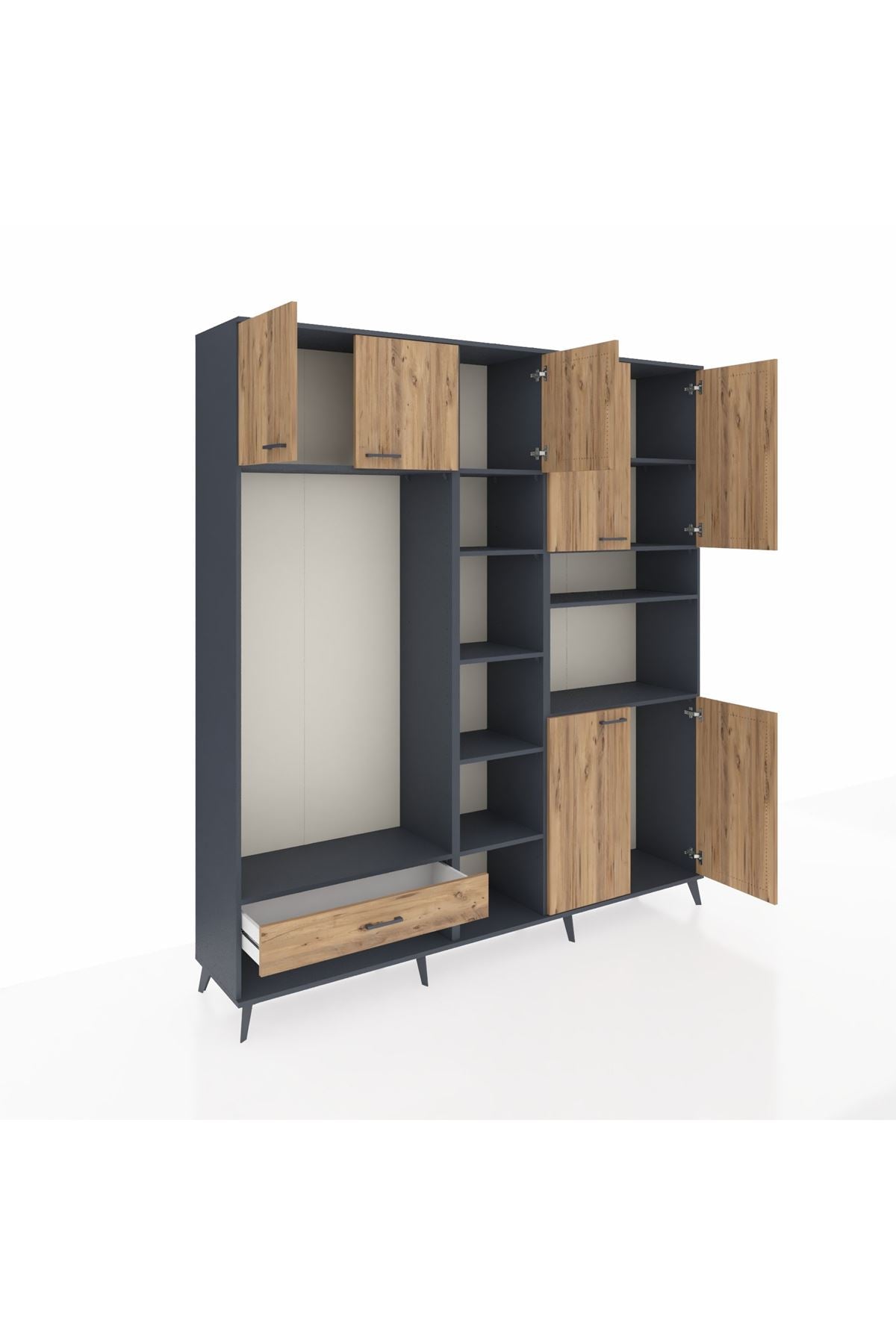 Hyperion Dolap 11 Raflı Tek Çekmeceli 7 Kapaklı 220x44x243 - S553M069V12B