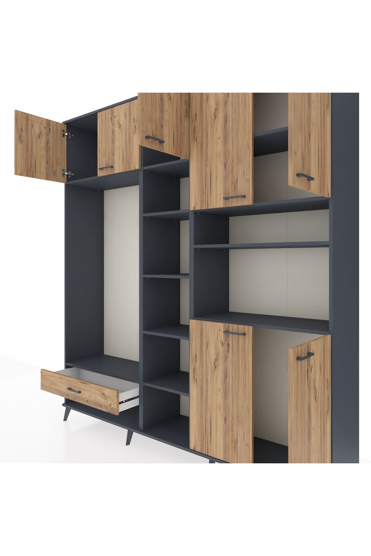 Hyperion Dolap 11 Raflı Tek Çekmeceli 7 Kapaklı 220x44x243 - S553M069V12B