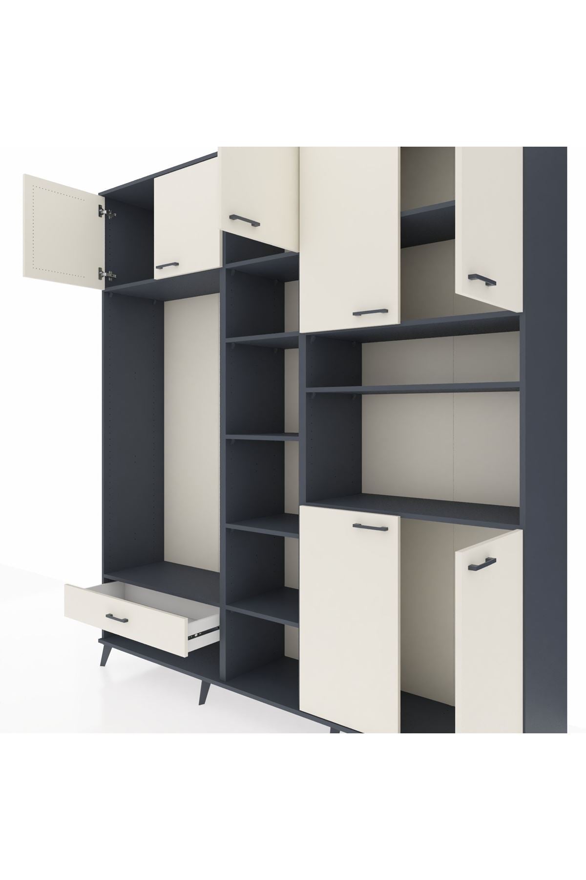 Hyperion Dolap 11 Raflı Tek Çekmeceli 7 Kapaklı 220x44x243 - S553M069V13B